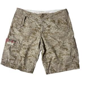 Ralph Lauren Denim & Supply Digital Camo Cargo Shorts Men Size 34 USA Flag READ
